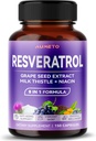 Ultra Resveratrol 8 en 1 Fórmula - con Grape Seed Milk Thistle Niacin (150 Cuenta (Pack of 1))
