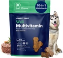Honest Paws (90 Conde) Dog Multivitamin Soft Chews with 10 Essential Vitamins - Joint, Coat, Immune, Eye & Heart Support - with Glucosamine, Chondroitin &amp; Omega-3 - Beef Flavor