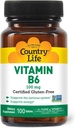 Country Life Vitamin B-6, Supports Energy and The Nervous System, 100mg, 100 capsules Vegan, Gluten certificado libre, Vegan certificado, Halal certificado,...