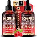 Vitamina Vegana B12 con Complejo B 20000 mcg- Extra Strength for Men and Women- Raspberry Liquid Drops under USA Made, B1, B2, B3, B5,B6, Biotin, Folic Acid &amp; B12 Sublingual Methylcobalamin ← 4 Meses Supply