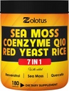 Zolotus 7 en 1 Sea Moss Suplemento + Red Yeast Rice, Coenzyme Q10 Capsules, Equivalente a 8640mg, con Quercetina, Resveratrol, Vitamina B3, Vitamina D3, Balance corporal, Sistema Inmunitario &amp; Salud cardíaca