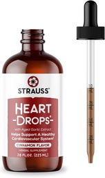Strauss Naturals Heart Drops – Natural Mistletoe " Aged Garlic Extract Heart Health Supplement – Helps Maintain Healthy Cardiovascular System – Vegan " Non-GMO – Cinnamon Flavored – 225 ml Botella