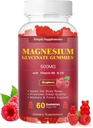 Magnesio Glycinate Gummies 500mg, suplemento de magnesio Chewable con vitamina D3, B6, CoQ10, para la relajación, sueño &amp; somnolencia, calma Magnesio Gummies - 60 Raspberry Gummies