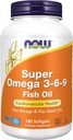 AHORA Suplementos de alimentos, Super Omega 3-6-9 1200 mg con una mezcla de aceites de semilla de pescado, borrado y lino, 180 Softgels