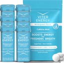 Viter Energy Original Caffeine Mints Wintergreen Flavor 6 Pack y 1/2 libra Bulk Bag Bundle - 40 mg Caffeine, B Vitaminas, Azúcar Gratis, Vegan, Powerful Energy Booster for Focus and Alertness
