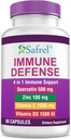 Safrel Strong Immune Support, Quercetin 500 mg, Zinc Picolinate100 mg, VitamatiC 1000 mg, Vitamina D3 1000 UI, 60 cápsulas, 1 mes de suministro permanente Hecho en EE.UU.