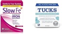 Slow Fe 45mg Suplemento de hierro para tablas de deficiencia de hierro " Tucks Fresas de refrigeración medicadas para hemorroides, 100 Cuentas