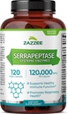 Zazzee Delayed Release Serrapeptase, 120,000 SPU por Cápsula, 120 Cápsulas Vegan, 4 Mes de Suministro, Extra Fuerza, Potente y Enzimas Sistémicos Concentrados, 100% Vegetariano, All-Natural y No GMO