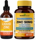 Sandhu Herbals Liquid Zinc Drops 4 Oz & Zinc Capsules 60 Conde Suplemento Silenciosos Apoyos Immune y Skin Health Vida en USA