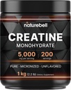 NatureBell Creatine Monohydrate Powder 1000g, 5,000mg Por Serving ¦ Micronized, Pure &amp; Unflavored ¦ Pre-Workout Muscle Support ← Keto, Vegan, Filler-Free TEN 200 Servings (2.2 lb)