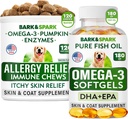 Allergy Relief + Omega 3 Bundle - Anti-Itch Skin&Coat Supplement + Skin Allergy - Omega 3 Fish Oil + EPA& DHA Fatty Acids - Itching&Paw Licking + Joint Health - 120 Chews + 180 Softgels - Made in USA