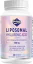 Suplementos de ácido hialurónico Liposomal 1000mg-High Bioavailable cápsulas de ácido hialurónico con polisacáridos Tremella, hidratación de la piel de fuerza doble, Lubricación conjunta,1Pack