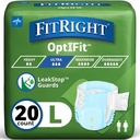 FitRight Adult Diapers, Ultra Heavy Absorbency, L (Waist Size 44in-56in), 20 Conde, OptiFit Incontinence Briefs for Men and Women, Disposable, Moisture-Wicking, Leak Protection,