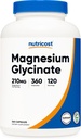 Nutricost Magnesium Glycinate Capsules (360 Capsules, 210 mg Por Serving) - Magnesium Glycinate Supplement for Gentle Absorption