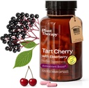 Terapia vegetal Tart Cherry Capsules con Elderberry Fabricado en EE.UU. 4 Mes Soportes de suministro El Cuerpo, Sistema Inmunitario &amp; Suplementos del Ciclo de sueño para Mujer &amp; Hombre 120 Cápsula Vegetariana