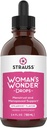 Strauss Heartdrops Woman's Wonder Drops; Menstrual &amp; Menopausal Support Supplement in Spearmint Flavour, Natural Formula, Gluten-Free, Soy-Free, Non-GMO, 3.4oz Botella