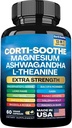 Corti-Soothe Cortisol Suplemento,Magnesium Glycinate 200mg L-Theanine 150mg Ashwagandha 150mg Phosphatidylserine Cortisol Manager Lions Mane Ginkgo Biloba Bacopa Monnieri Valerian Root(60 Caps)