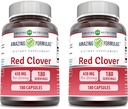 Amazing Fórmulas Red Clover Suplemento Silencio 430 Mg Por Serving Silencio 180 Capsules ← No-GMO TEN Gluten Free TEN Made in USA TEN 2 Pack