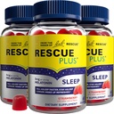 Bach RESCUE PLUS Melatonin Sleep Gummies, Natural Strawberry Flavor, Sleep Aid, Dietary Supplement, Vegan, Gluten-Free, No Artificial Flavors, Colores o Sweeteners, 3 Pack, 180 Cuenta Total