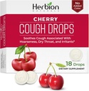 HERBION Naturals Cough Drops, Suplemento dietético, Soothes Cough, para adultos y niños mayores de 6 años, sin sabor artificial, sin color añadido (18 Conde (Pack of 1), Cherry)