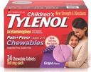 Tylenol Dolor infantil + Fiebre Chewables Tablas 160 mg, Grape Flavor 24 ea (3 Pack)