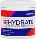 AdvoCare Rehydrate - Electrolyte Drink Mix - Incluye Magnesio, Sodio, Potasio " Calcio - Antioxidante " Aminoácidos Fortificado - Asistencia Hidratación " Recuperación - Fruit Punch, 12,7 oz