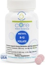 Core Med Science Methyl B12 Folate Supplement for Women &amp; Men - 5-MTHF Pills Support Mood, Cognitive, & Heart Health - Methylfolate Vitamin B9 for Homocysteine Levels " Methylation Cycle (60 Count)
