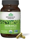 ORGANIC INDIA Moringa Capsules Orgánico - Moringa Suplemento - Superalimentos Verdes, Moringa Leaf Capsules, Puro Superverde, Verdes Veganos, Multivitamina de la naturaleza, Vegan, Libre de gluten - 90 cápsulas