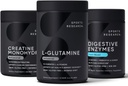 Sports Research L-Glutamine (100 Servings), Creatine Monohydrate (60 Servings) y Digestive Enzymes with Probiotics & Ginger (90 Servings) - All Non-GMO Verified, Vegan & Gluten Free