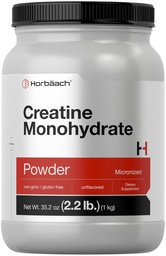 Horbäach Creatine Monohydrate Powder ¦ 2.2lbs (35.2 oz) Silencio Micronized and Unflavored ¦ Vegetarian, Non-GMO, and Gluten Free Supplement