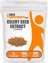 BulkSupplements.com Celery Seed Extract Powder - Celery Seed Supplement, Herbal Supplement - Vegan & Gluten Free, 1g per Serving, 100g (3.5 oz) (Pack of 1)