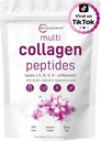 Micro Ingredientes Péptidos multi colágeno Polvo, 16oz TENIDO Espectro completo Tipo I, II, III, V, X + Biotina, Ácido Hialurónico, " Vitamina C Silencioso TEN Keto " Paleo Friendly ← Non-GMO