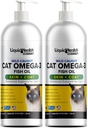 Salud Líquida Pets Wild Caught Omega 3 Fish Oil for Cats - Liquid Omega 3 Suplemento para gatos con EPA+DPA+DHA - Reducir el pico, Soporte Conjunto, Inmunidad, Cerebro, Salud cardíaca - Hecho en los EE.UU (2 Pack)