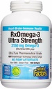 Factores naturales RxOmega-3 Ultra Strength - Suplemento dietético para la salud cerebral - Suplemento de salud ocular con EPA &amp; DHA - Suplemento con ácidos grasos Omega-3 - 150 Softgels (75 Servimientos)