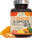 Curcumin Turmeric Suplemento 2600mg - con Ginger ecológico " Turmeric, 95% Curcuminoides, BioPerine Black Pepper para la mejor absorción, Apoyo Conjunto Vegano de la Naturaleza, No GMO, Botellado en EE.UU. - 180 cápsulas