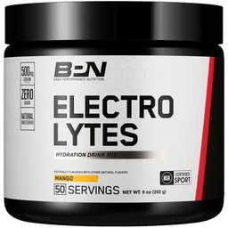 BARE PERFORMANCE NUTRITION BPN Electrolytes Hydration Drink Mix ¦ Sugar Free Electrolyte Powder TEN 500mg Sodium per Serving TEN Naturally Sweetened TEN Mango, 50 Servings
