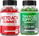 Keto ACV Gummies (60 Conde) Advanced Weight Loss Formula and Thyroid Support (90 Conde) Support Supplement with Ashwaganda, Iodine, Bladderwrack, Kelp & Schisandra - Non-GMO, Vegan &amp; Made in USA