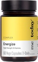 me today Energise Suplemento Super B Complejo de Vitamina B para Hombres - B6, B12 con Vitamina C, Zinc, Ashwagandha y Siberian Ginseng - Energía y Apoyo Inmunitario - Vegan, 60 Servimientos