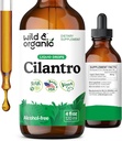 Tintura de cilantro silvestre - gotas de desintoxicación herbal con extracto de cilantro - suplemento de hoja de coriandro líquido - gotas veganos, azúcar y sin alcohol - 4 fl oz