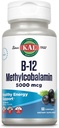 KAL Vitamina B-12 Methylcobalamin Lozenges 5000mcg, Energía sana, metabolismo, Nerve &amp; Red Blood Cell Support,* Absorción óptima, Natural Acai Flavor, Vegan, Sugar Free, 60 Servings, 60 Lozenges