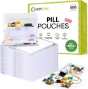 Homezome Pill Pouch Bags 6 mil Pack de 500- BPA Gratis 3x2.75 pulgadas Reutilizable Pill Pouches for Medicine con Escribe en Label Clear Pequeñas bolsas de cierre para píldoras, joyería y organizador de la pila de viajes