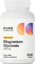 PureFormulas Magnesium Glycinate 100 mg Apoyo diario para el estrés, los nervios, el sueño, los músculos, el metabolismo Puro Magnesio Glycinate Suplemento para Mujeres y Hombres Magnesio No GMO 240 Tabletas