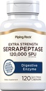 Piping Rock Serrapeptase 120000 SPU ← 120 Capsules ← Digestive Enzyme ← Extra Strength Supplement ← Non-GMO, Gluten Free