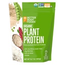 BetterBody Foods Organic Plant Based Protein Powder, 16g of Protein 24% DV, Vegan, Low Net Carbs, Gluten Free, Dairy Free, No Sugar Añadido, Soy Free, Non-GMO, 12.7 Ounces