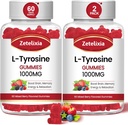 L Tyrosine Gummies 1000mg, L-Theanine Supplement Gummy 200mg, Sugar Free L-Tyrosine with Vitamin B6 Energy Supplements for Adults & Kids - Support Mood Focus Gummies,Brain Memory,120 Count
