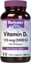 Bluebonnet Nutrition Vitamina D3 5000 UI Softgels, Ayudas en el crecimiento muscular y esquelético, Cholecalciferol de Fish Oil, Non GMO, Gluten Free, Soy Free, Dairy Free, Amarillo, 250 Softgels