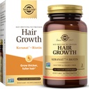 Suplemento de crecimiento del cabello de Solgar para el cabello más completo con aceite de Keranat, Biotina, Zinc y Cobre, Suplemento de salud del cabello, Nutrición de edad para hombres y mujeres, 30 servicios