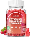 Potasio Magnesio Gummies Potasio Suplementos Alta Absorción Potasio Citrate Magnesio Citrate, Soporte Leg Cramps Muscle Relaxation for Men and Women 60 Gummies, Raspberry