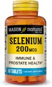 Masón Natural Selenio 200 mcg - Suplemento Antioxidante para Apoyo Inmunitario &amp; Salud Prostática, Mineral de Traza Esencial, 60 Tabletas