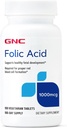 GNC Folic Acid 1000mcg, apoya el desarrollo fetal saludable, requerido para la formación adecuada de células rojas de sangre, Fórmula vegetariana, 100 Conde